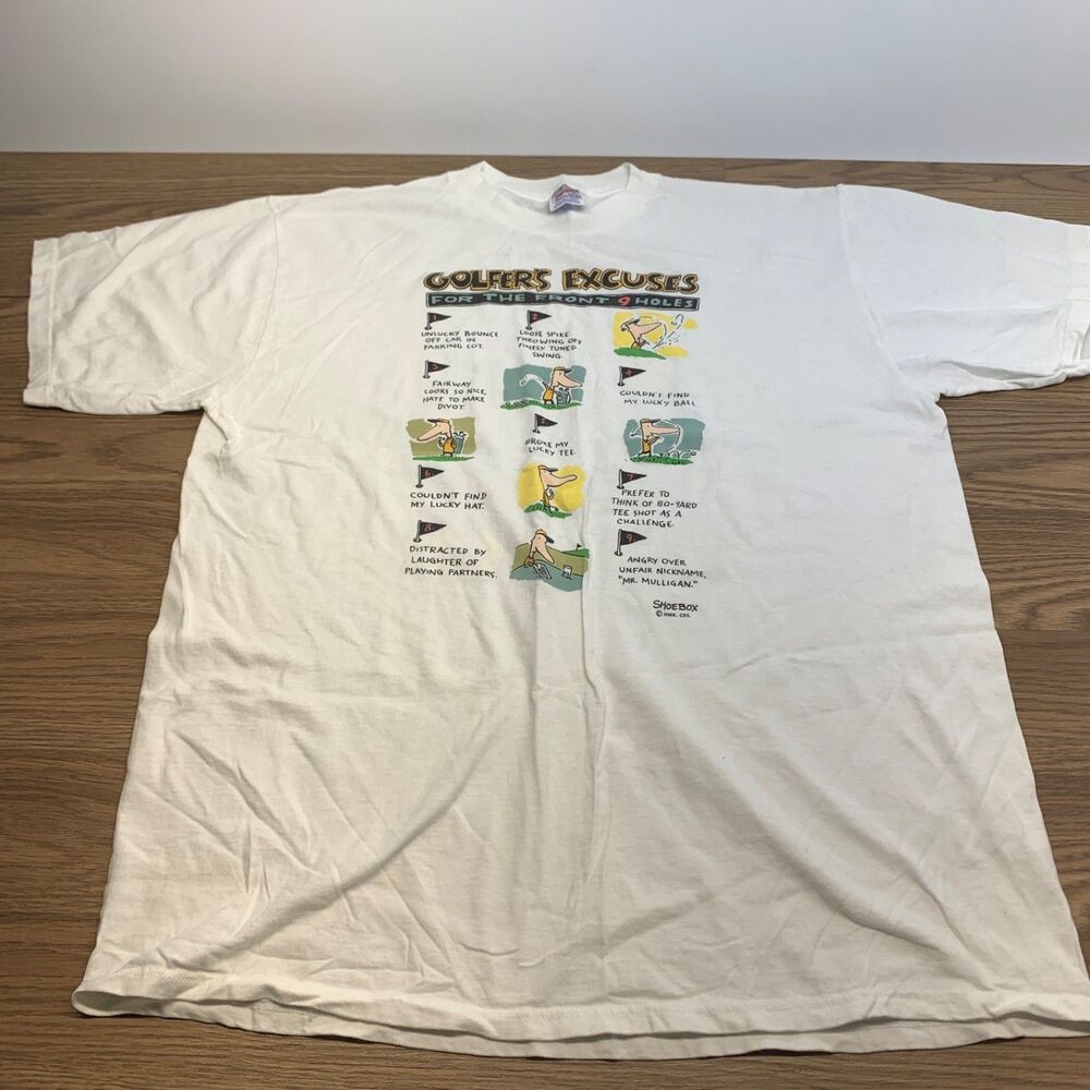 Vintage Golfer's‎ Excuses T-Shirt Size XL SHOEBOX HALLMARK - JERZEES - USA
